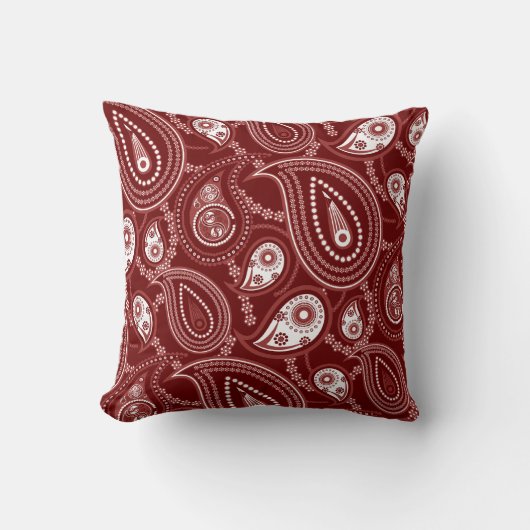 赤と白のペイズリー クッション (正面)