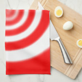 赤と白のペパーミントキャンディスワール キッチンタオル (四つ折り)