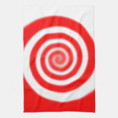 赤と白のペパーミントキャンディスワール キッチンタオル (縦)