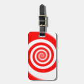 赤と白のペパーミントキャンディスワール ラゲッジタグ (正面縦)