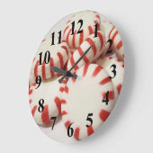 赤と白のペパーミント ラージ壁時計 (傾斜)
