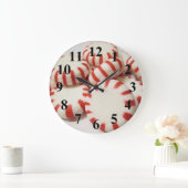 赤と白のペパーミント ラージ壁時計 (ホーム)