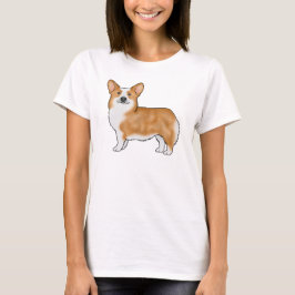 赤と白のペンブロークウェルシュコーギー漫画の犬 Tシャツ
