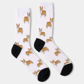 赤と白のペンブロークウェルシュコーギー犬アートデザイン ソックス (右)