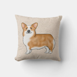 赤と白のペンブロークウェルシュコーギー かわいい犬のデザイン クッション