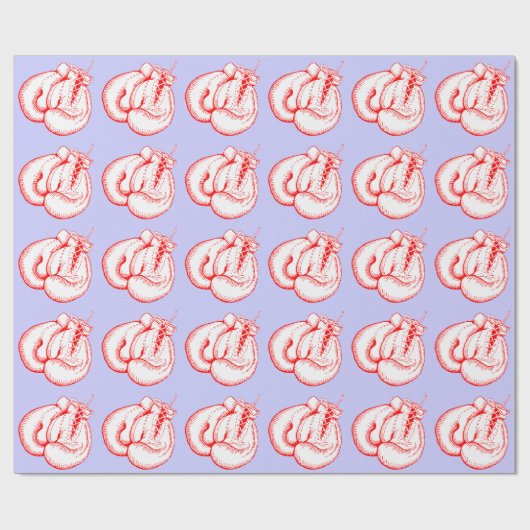 赤と白のボクシンググラブのモチーフ ラッピングペーパー (フラット)