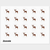 赤と白のボストンテリア犬のイラスト ラウンドシール (シート)