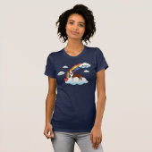 赤と白のボストンテリア 虹のメモリアル Tシャツ (正面フル)
