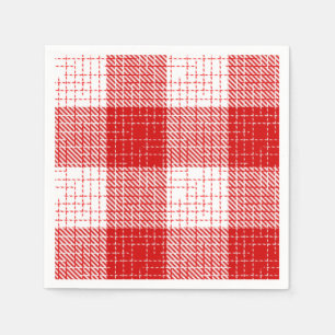 赤と白のボールドチェック柄デザイン スタンダードカクテルナプキン