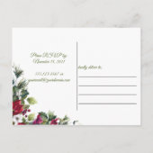 赤と白のポインセティアホリークリスマスパーティー インビテーションポストカード (裏面)