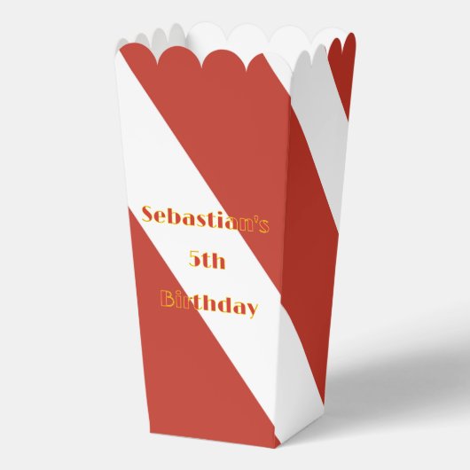 赤と白のポポストライプのコーン フェイバーボックス (正面)