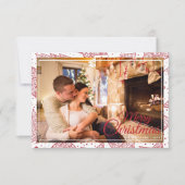 赤と白のメリークリスマスファミリーフォトホリデー 招待状 (正面)