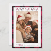 赤と白のメリークリスマスフォト シーズンカード (正面)