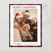 赤と白のメリークリスマスフォト シーズンポストカード (正面)