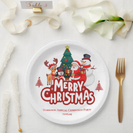 赤と白のメリークリスマス ペーパープレート