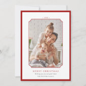 赤と白のメリーミニマルクリスマスの写真 シーズンカード (正面)
