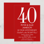 赤と白のモダンでシンプルな結婚記念日招待状 招待状 (正面/裏面)