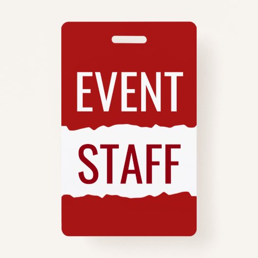 赤と白のモダンなイベントのスタッフのバッジ バッジ (正面)