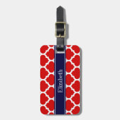 赤と白のモロッコ #5 ネイビーブルー 名前 モノグラム ラゲッジタグ (正面縦)