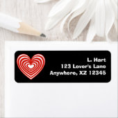 赤と白のライニングハート ラベル (インサイチュ)