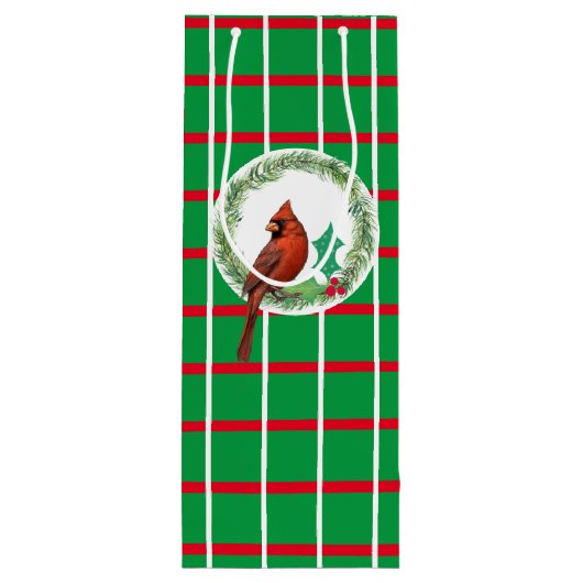 赤と白のラインワイン付き緑の正方形抱き枕 ワインギフトバッグ (裏面)