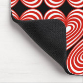 赤と白のライン付きハート マウスパッド (コーナー)