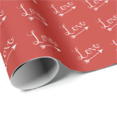 赤と白のラブアローバレンタインデー ラッピングペーパー (ロールコーナー)
