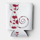 赤と白のラブキャット 缶クーラー (正面)