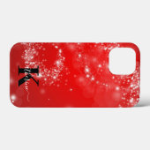 赤と白のラメ入りモノグラムの名前  Case-Mate iPhoneケース (裏面 (横))