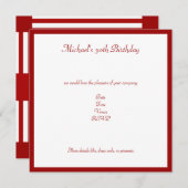 赤と白のレトロのストライプ誕生日パーティー 招待状 (正面/裏面)