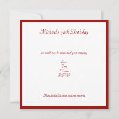 赤と白のレトロのストライプ誕生日パーティー 招待状 (正面)