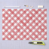 赤と白のレースのギンガムパターンクリスマス 薄葉紙 (クラフト)