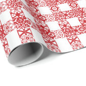 赤と白のレースのパター市松模様にンクリスマス ラッピングペーパー (ロールコーナー)