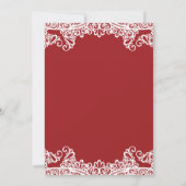 赤と白のレースの仮面舞踏会スイート16パーティー 招待状 (裏面)