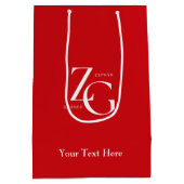 赤と白のロゴカスタムビジネスプロフェッショナル ミディアムペーパーバッグ (裏面)