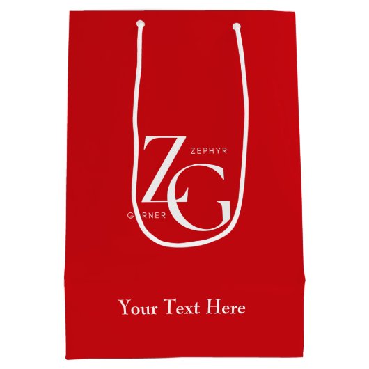 赤と白のロゴカスタムビジネスプロフェッショナル ミディアムペーパーバッグ (裏面)