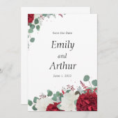 赤と白のローズセット15 保存の日 招待状 (正面/裏面)