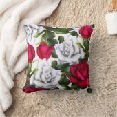 赤と白のローゼスシャビーシック素朴グモダンラム クッション (ブランケット)