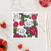 赤と白のローゼスシャビーシック素朴グモダンラム スタンダードカクテルナプキン (インサイチュ)