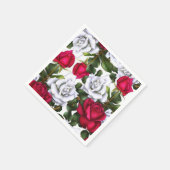 赤と白のローゼスシャビーシック素朴グモダンラム スタンダードカクテルナプキン (角)