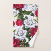 赤と白のローゼスシャビーシック素朴グモダンラム バスタオルセット (ハンドタオル)