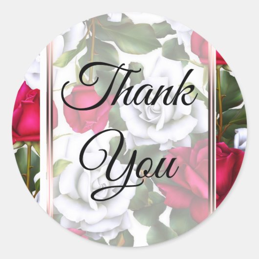 赤と白のローゼスシャビーシック素朴グモダンラム ラウンドシール (正面)