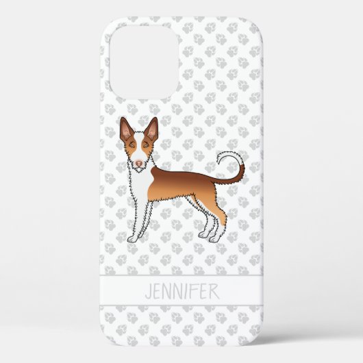 赤と白のワイヤーヘアードイビサンハウンドの犬と名前 Case-Mate iPhoneケース (裏面)