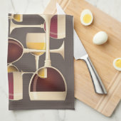 赤と白のワインの台所タオルのガラス キッチンタオル (四つ折り)