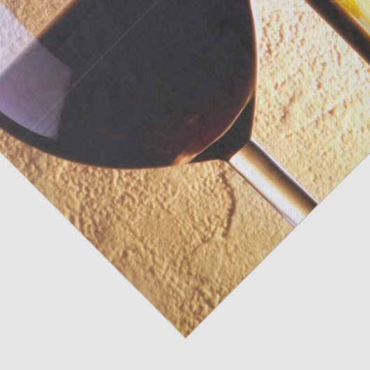 赤と白のワイングラスのボトル赤ワイン 薄葉紙 (詳細)