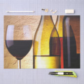 赤と白のワイングラスのボトル赤ワイン 薄葉紙 (クラフト)