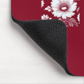 赤と白のヴィンテージモダンフローラ マウスパッド (コーナー)