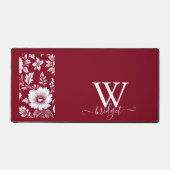 赤と白のヴィンテージ美しい庭の花 デスクマット (正面)