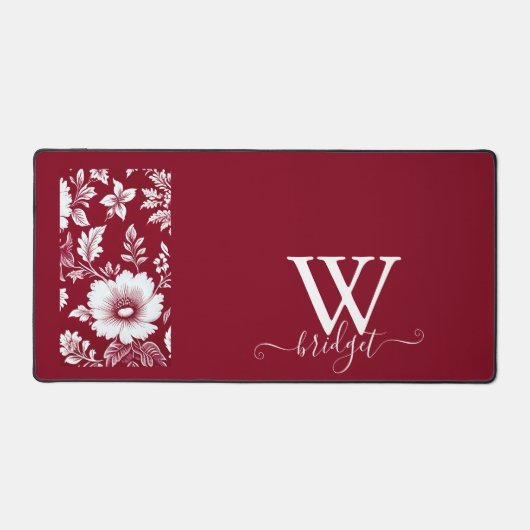 赤と白のヴィンテージ美しい庭の花 デスクマット (正面)