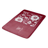 赤と白のヴィンテージ美しい庭の花 バスマット (アングル)